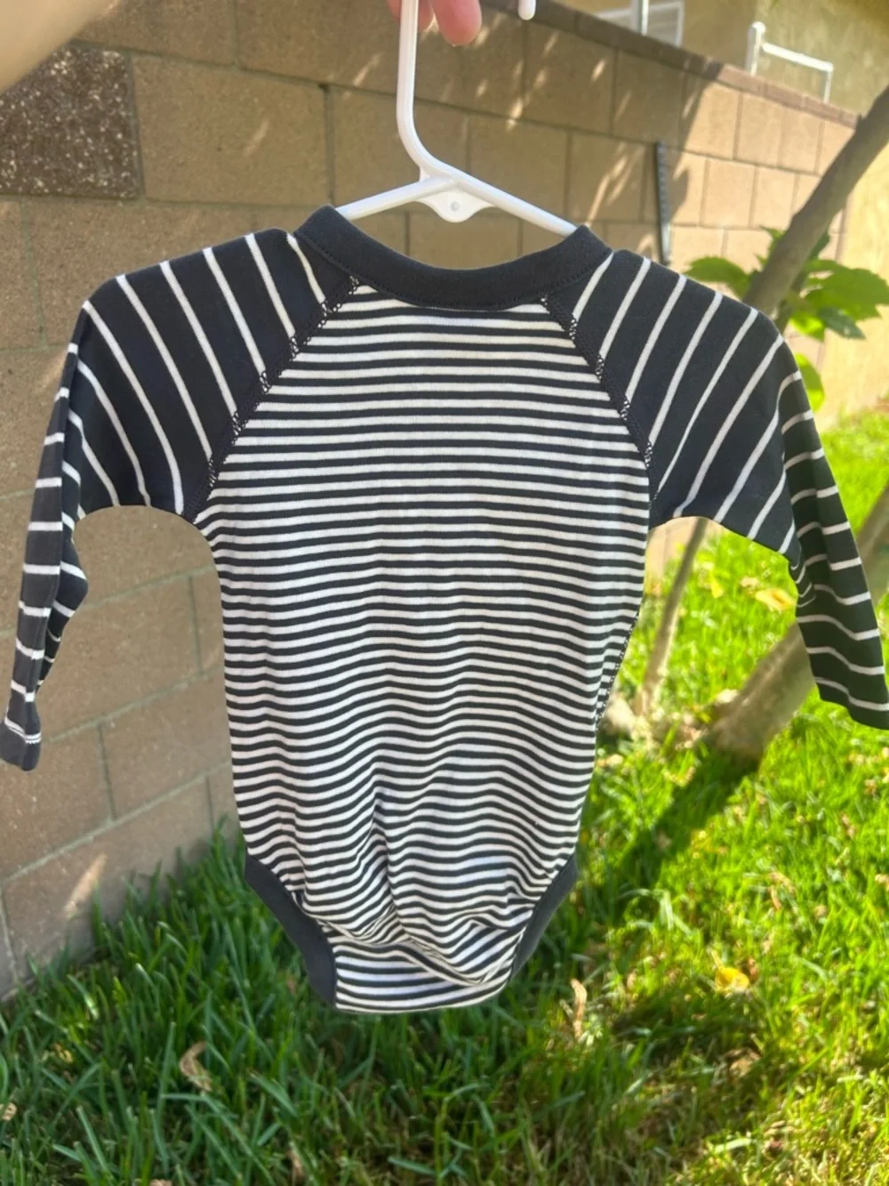 Hanna Andersson Black & White Striped Long-Sleeve Swim Rashguard